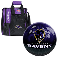 NFL on Fire Baltimore Ravens Bowling Ball & Single Tote Bundle