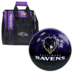 NFL on Fire Baltimore Ravens Bowling Ball & Single Tote Bundle