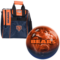 NFL on Fire Chicago Bears Bowling Ball & Single Tote Bundle