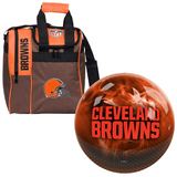 NFL on Fire Cleveland Browns Bowling Ball & Single Tote Bundle