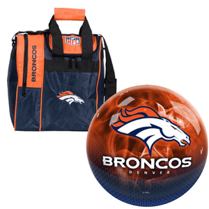 NFL on Fire Denver Broncos Bowling Ball & Single Tote Bundle