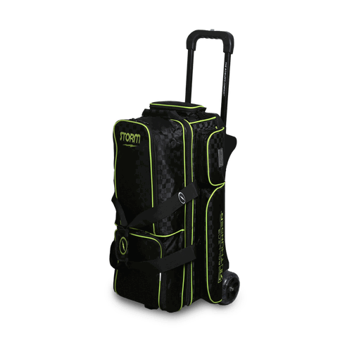 Storm Rolling Thunder 3 Ball Roller Checkered Bowling Bag Black/Lime - BowlersParadise.com