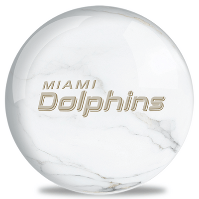 OnTheBallBowling NFL White Marble Miami Dolphins Bowling Ball