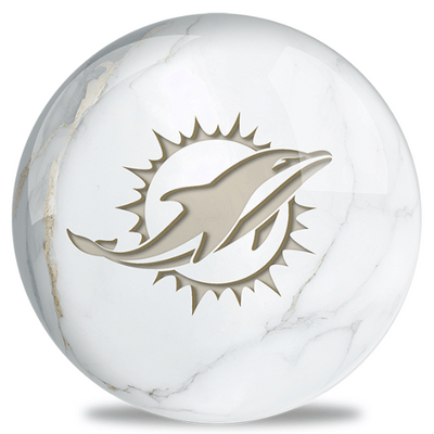 OnTheBallBowling NFL White Marble Miami Dolphins Bowling Ball