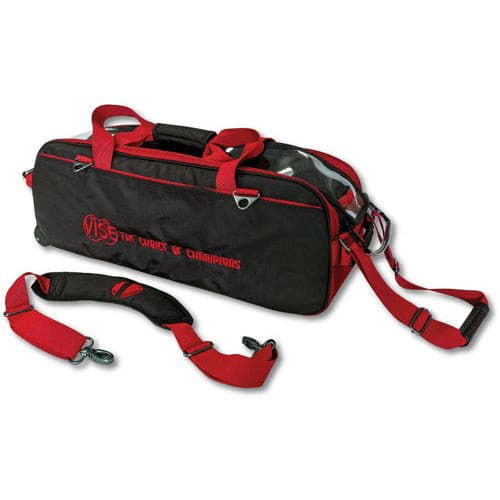 Vise Clear Top 3 Ball Tote Black/Red Bowling Bag - BowlersParadise.com