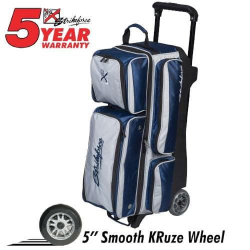 KR Strikeforce Konvoy Triple Ball Roller Navy/Silver Bowling Bag - BowlersParadise.com