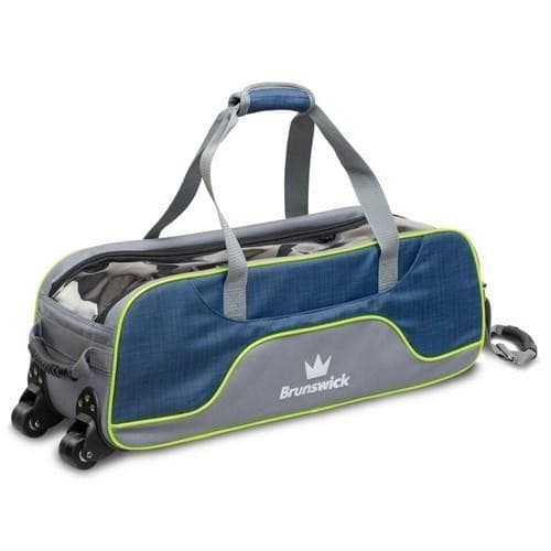 Brunswick Crown Deluxe Double Tote Navy Lime Bowling Bag